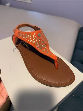 Orange Embellished Women's Thong Sandals - Jessica Simpson